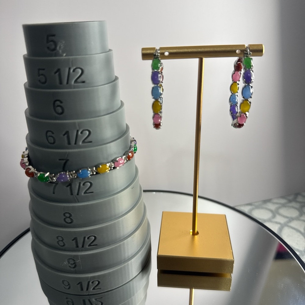 Vibrant Multicolor Gemstone Hoop Earrings and Bracelet